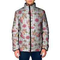 Gray Paniolo Palaka Hawaiian Cowgirl Christmas Padded Jacket - Polynesian Pride