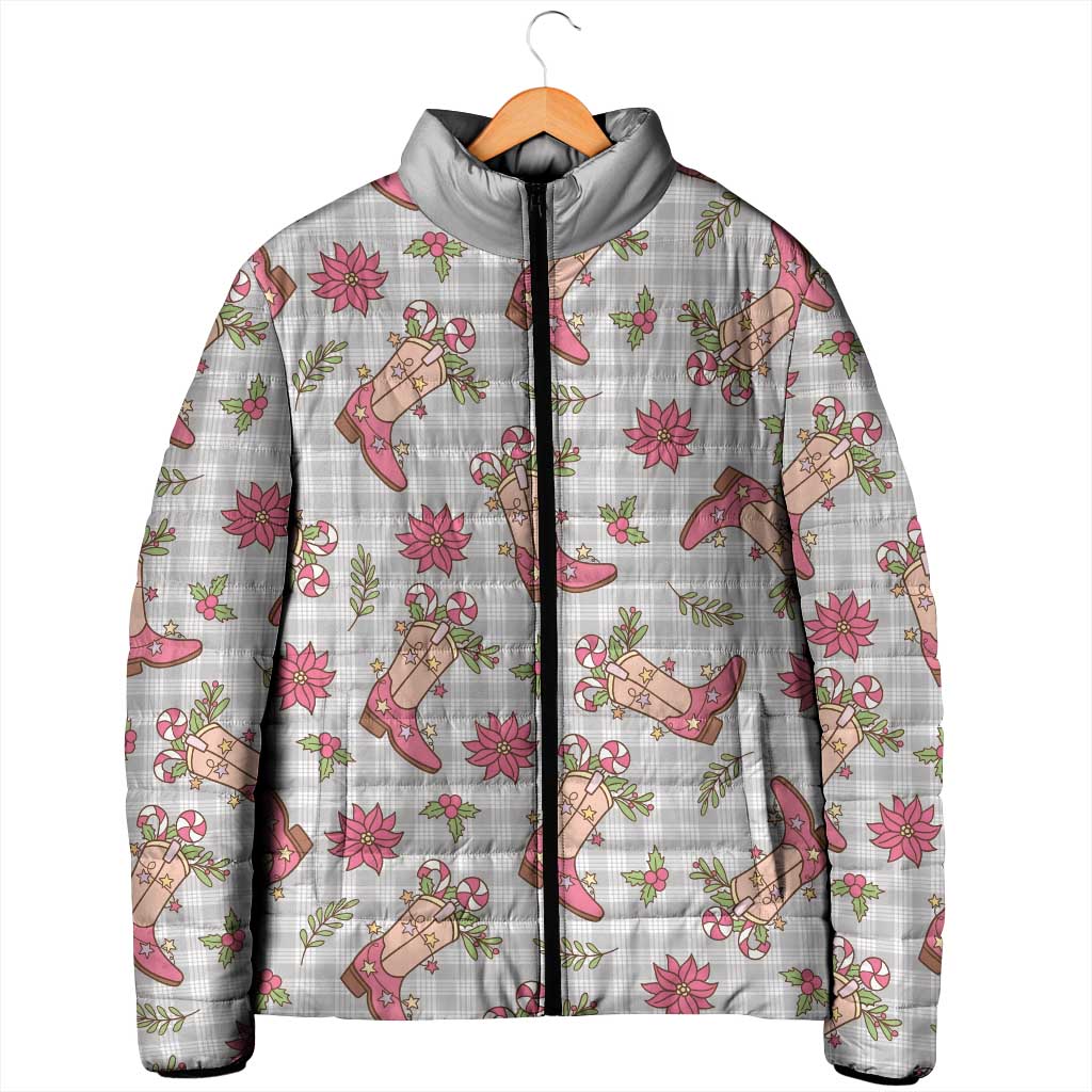 Gray Paniolo Palaka Hawaiian Cowgirl Christmas Padded Jacket - Polynesian Pride