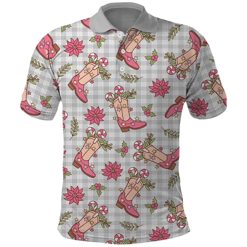 Gray Paniolo Palaka Hawaiian Cowgirl Christmas Polo Shirt LT9 Gray - Polynesian Pride