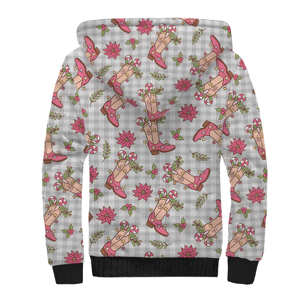Gray Paniolo Palaka Hawaiian Cowgirl Christmas Sherpa Hoodie LT9 - Polynesian Pride