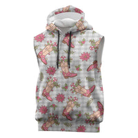 Gray Paniolo Palaka Hawaiian Cowgirl Christmas Sleeveless Hoodie LT9 Gray - Polynesian Pride