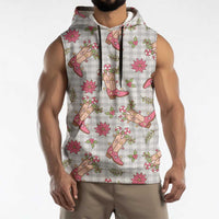 Gray Paniolo Palaka Hawaiian Cowgirl Christmas Sleeveless Hoodie LT9 - Polynesian Pride