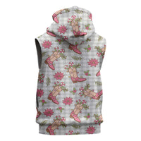 Gray Paniolo Palaka Hawaiian Cowgirl Christmas Sleeveless Zip Hoodie LT9 - Polynesian Pride