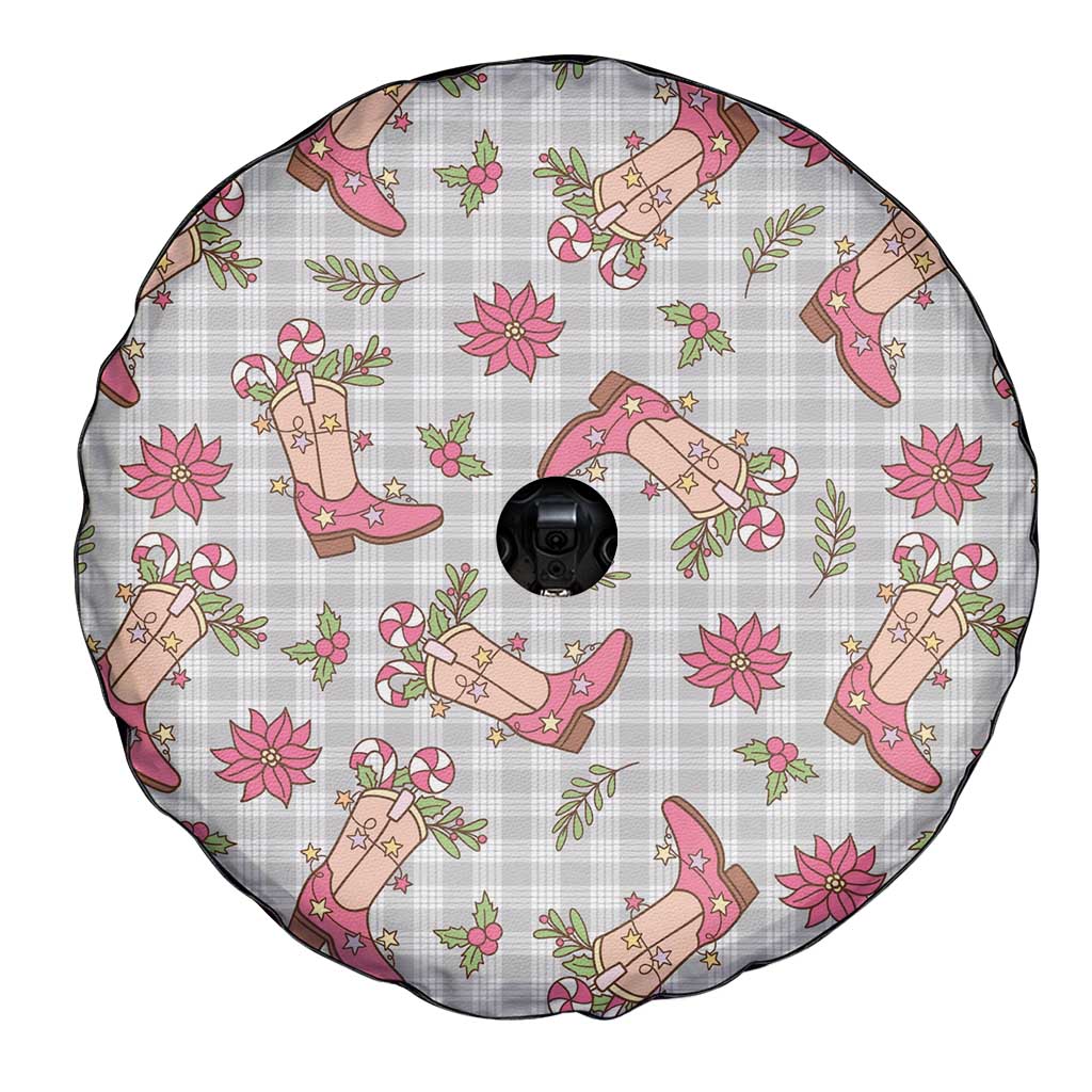 Gray Paniolo Palaka Hawaiian Cowgirl Christmas Spare Tire Cover LT9 - Polynesian Pride