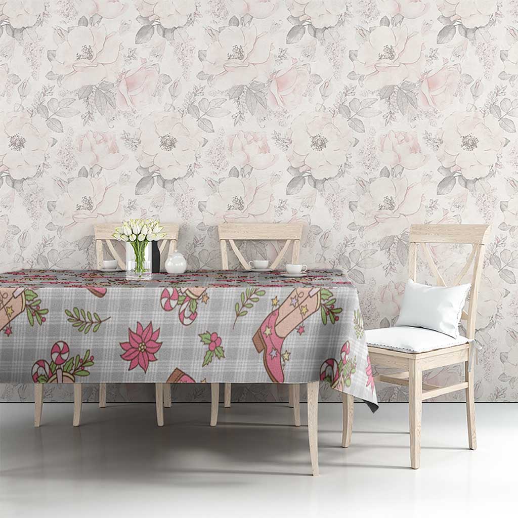 Gray Paniolo Palaka Hawaiian Cowgirl Christmas Tablecloth - Polynesian Pride