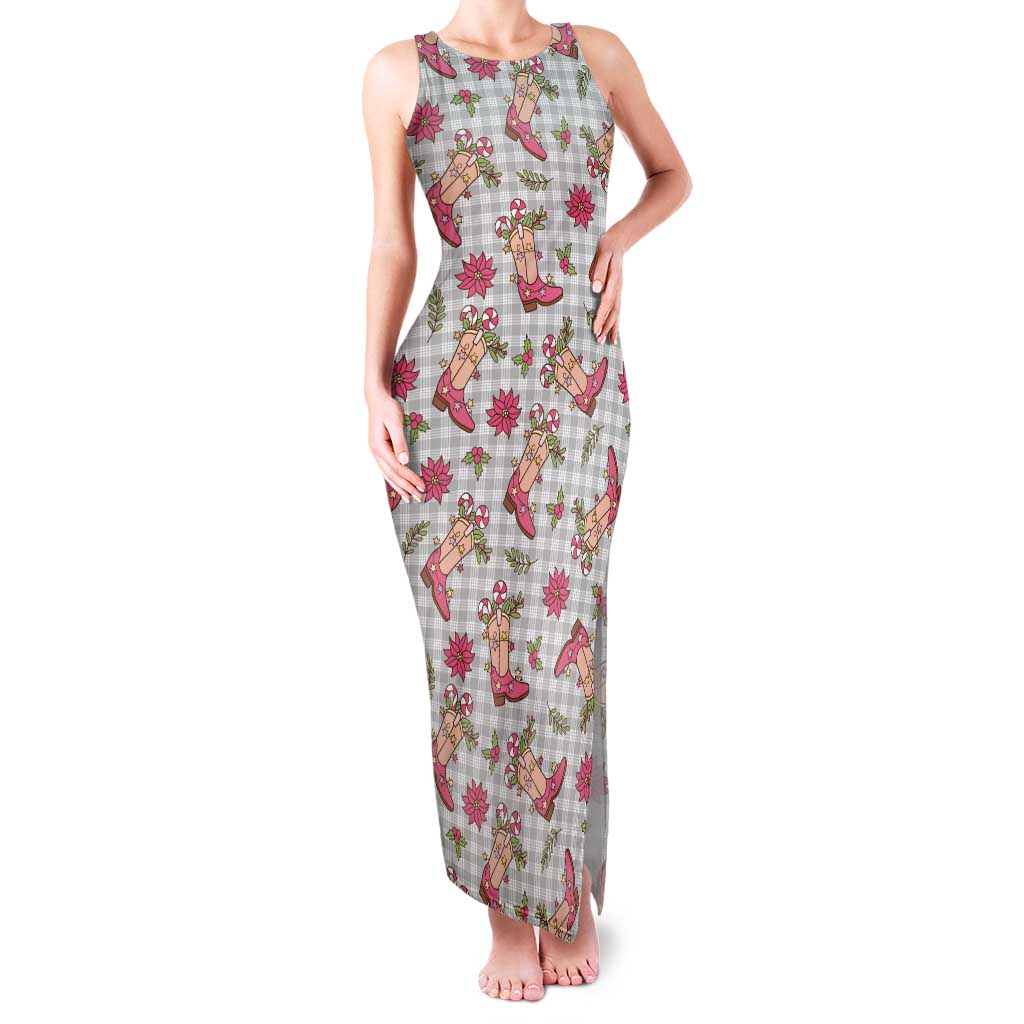Gray Paniolo Palaka Hawaiian Cowgirl Christmas Tank Maxi Dress LT9 Women Gray - Polynesian Pride