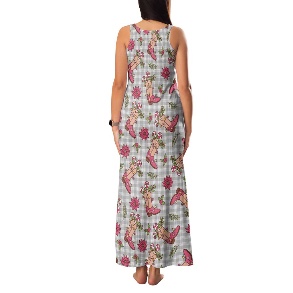 Gray Paniolo Palaka Hawaiian Cowgirl Christmas Tank Maxi Dress LT9 - Polynesian Pride