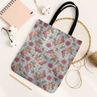 Gray Paniolo Palaka Hawaiian Cowgirl Christmas Tote Bag - Polynesian Pride