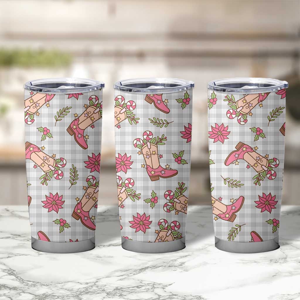 Gray Paniolo Palaka Hawaiian Cowgirl Christmas Tumbler Cup LT9 - Polynesian Pride