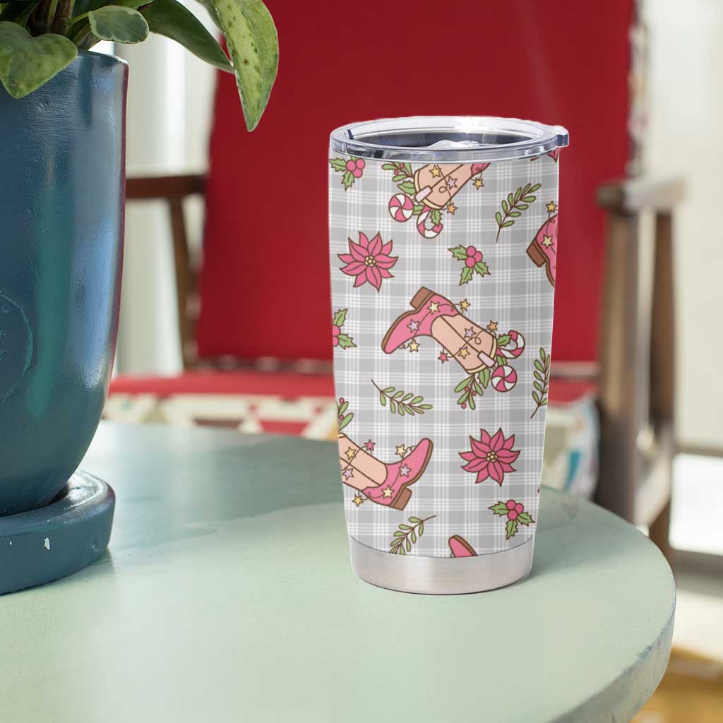 Gray Paniolo Palaka Hawaiian Cowgirl Christmas Tumbler Cup LT9 - Polynesian Pride