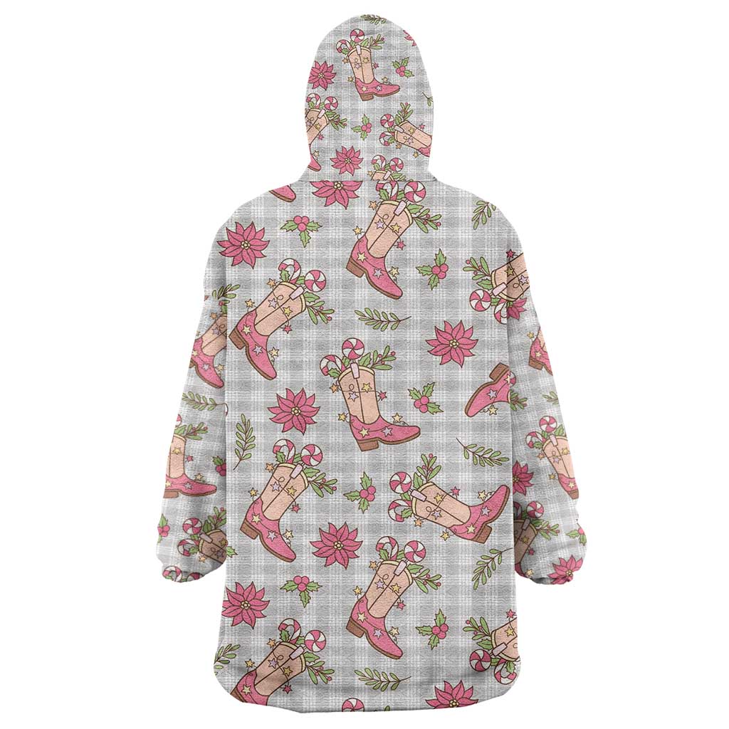 Gray Paniolo Palaka Hawaiian Cowgirl Christmas Wearable Blanket Hoodie LT9 - Polynesian Pride
