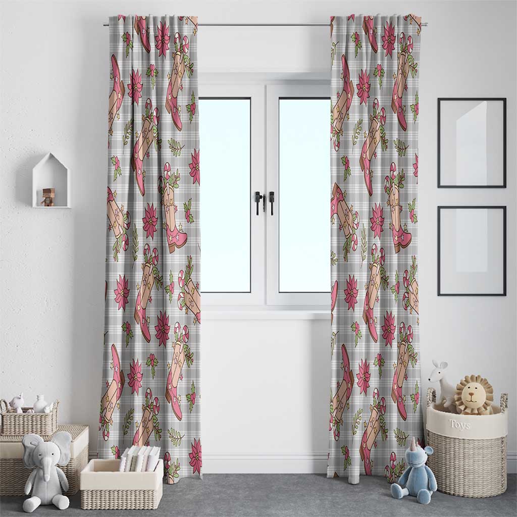 Gray Paniolo Palaka Hawaiian Cowgirl Christmas Window Curtain - Polynesian Pride