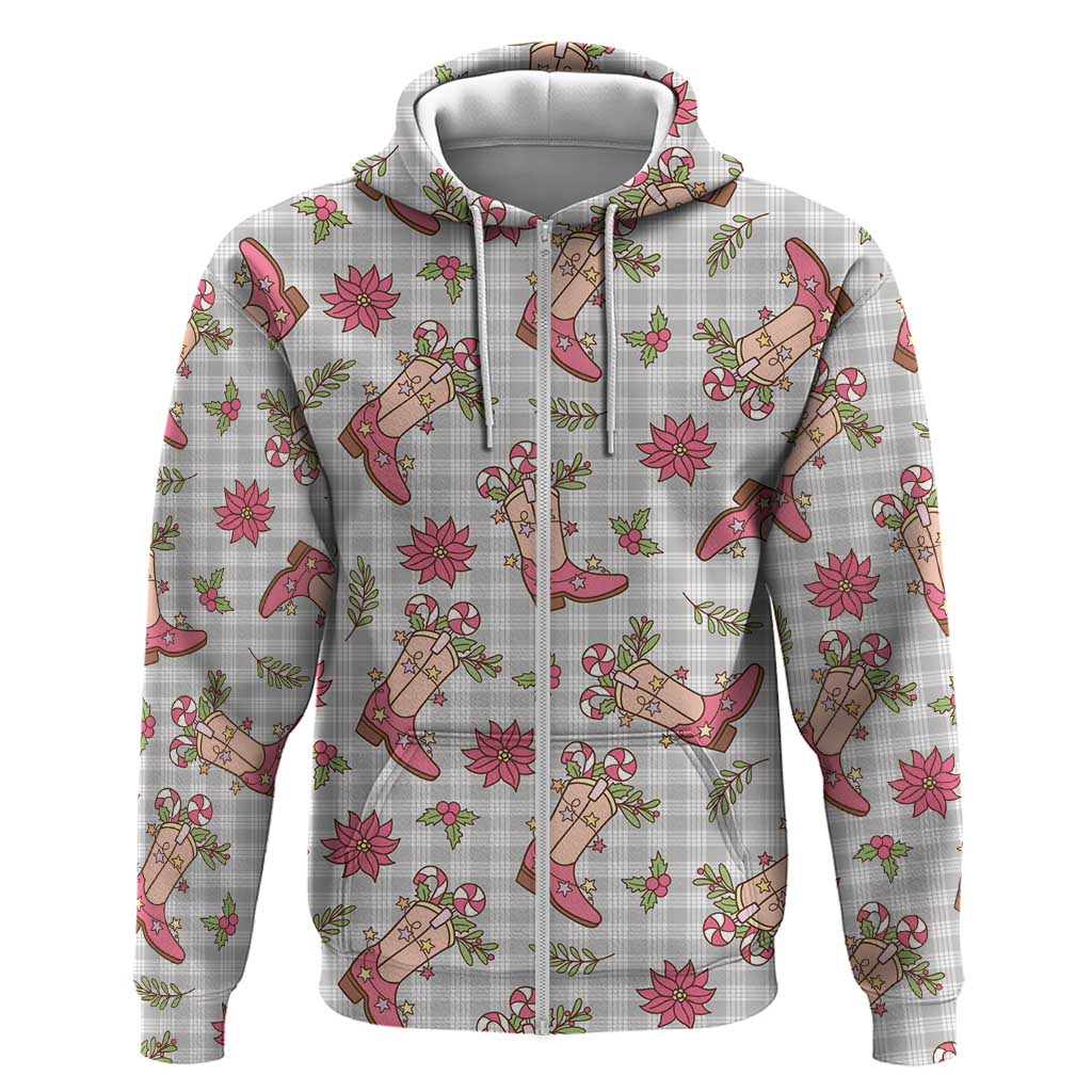 Gray Paniolo Palaka Hawaiian Cowgirl Christmas Zip Hoodie LT9 Zip Hoodie Gray - Polynesian Pride