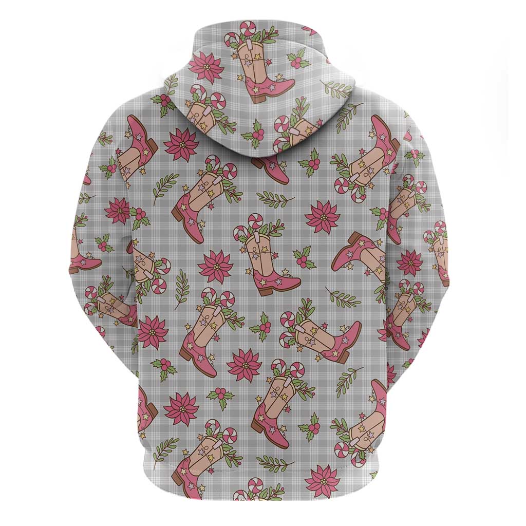 Gray Paniolo Palaka Hawaiian Cowgirl Christmas Zip Hoodie LT9 - Polynesian Pride