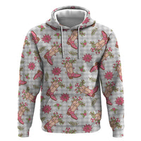 Gray Paniolo Palaka Hawaiian Cowgirl Christmas Zip Hoodie LT9 Pullover Hoodie Gray - Polynesian Pride