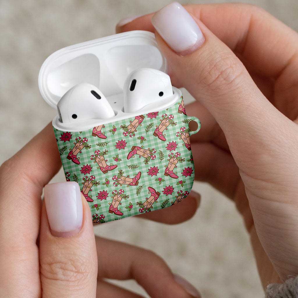 Green Paniolo Palaka Hawaiian Cowgirl Christmas AirPods Case - Polynesian Pride
