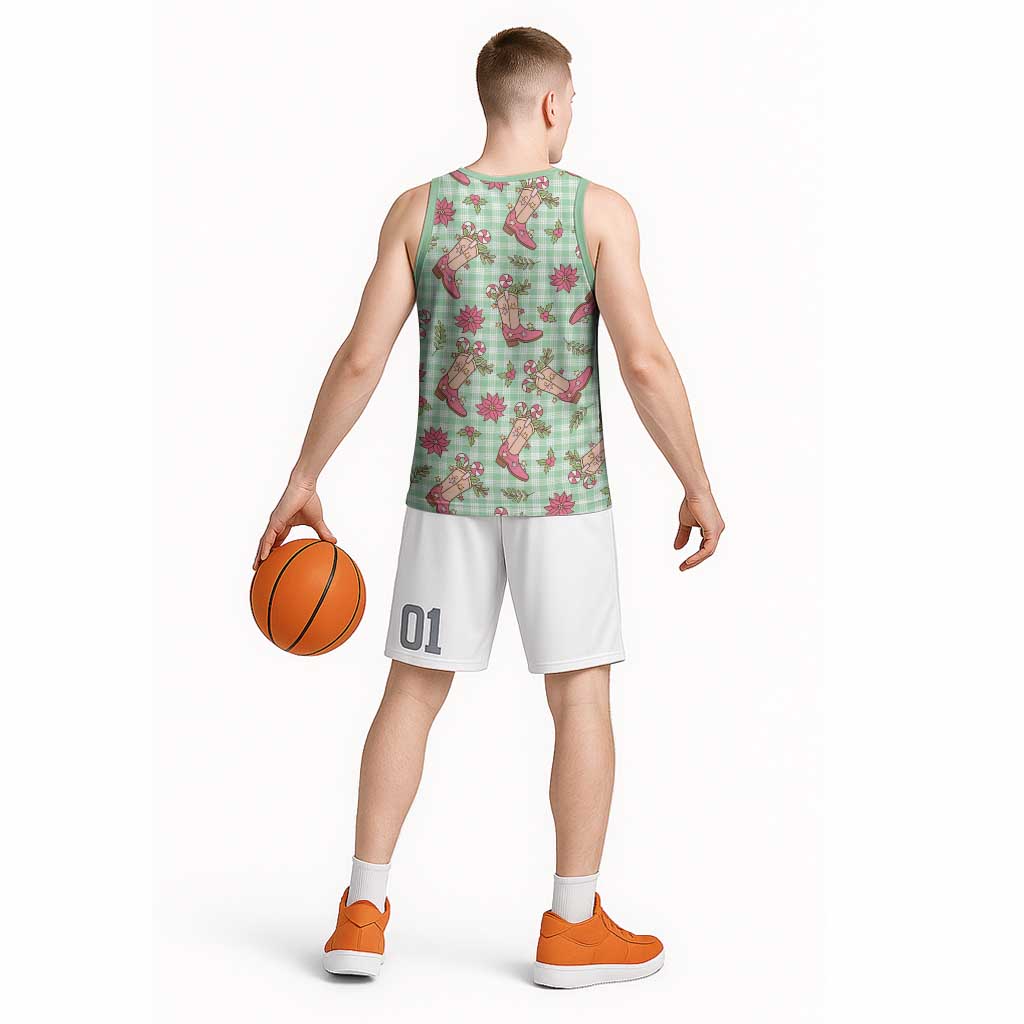 Green Paniolo Palaka Hawaiian Cowgirl Christmas Basketball Jersey LT9 - Polynesian Pride