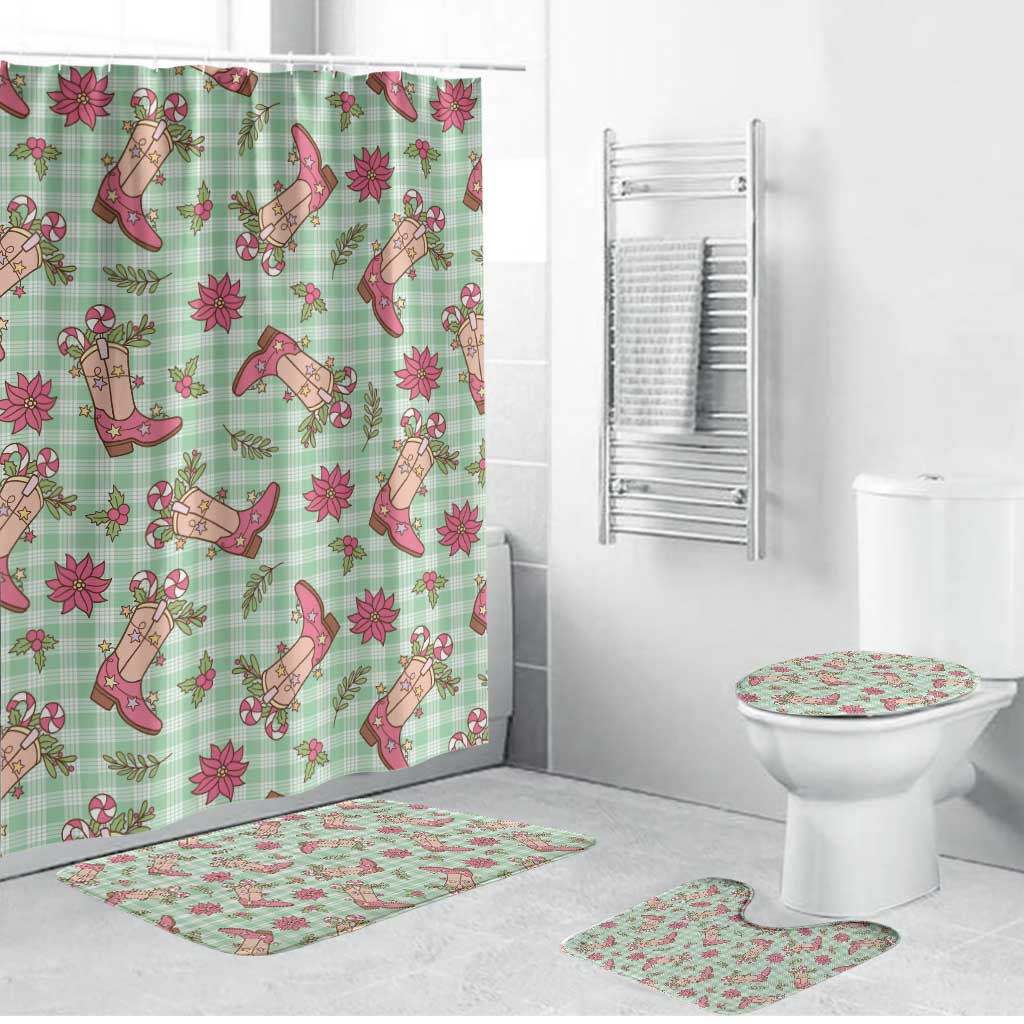 Green Paniolo Palaka Hawaiian Cowgirl Christmas Bathroom Set LT9 Bathroom Set (4 pcs) Green - Polynesian Pride