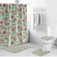 Green Paniolo Palaka Hawaiian Cowgirl Christmas Bathroom Set LT9 Bathroom Set (4 pcs) Green - Polynesian Pride