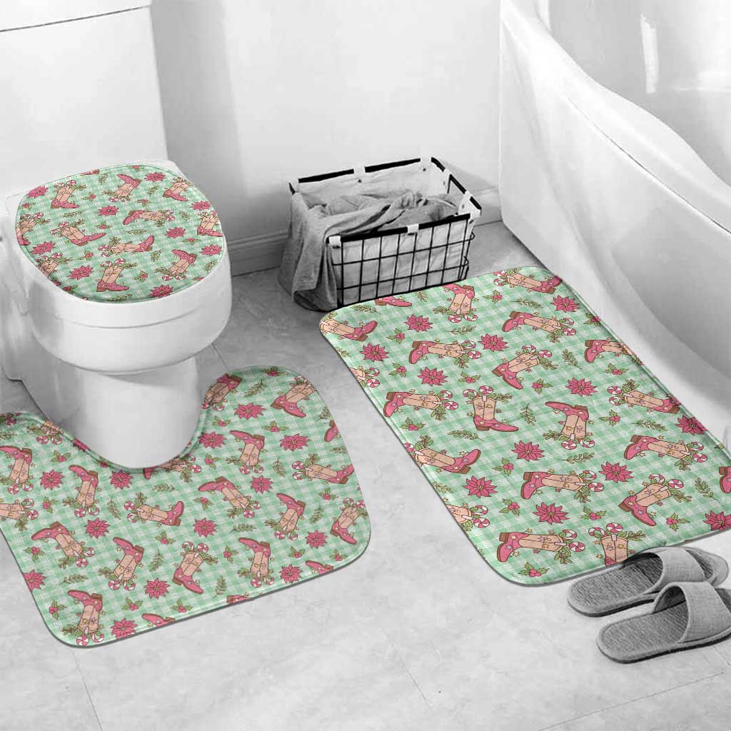 Green Paniolo Palaka Hawaiian Cowgirl Christmas Bathroom Set LT9 Mat Set Only (3 pcs) One Size Green - Polynesian Pride