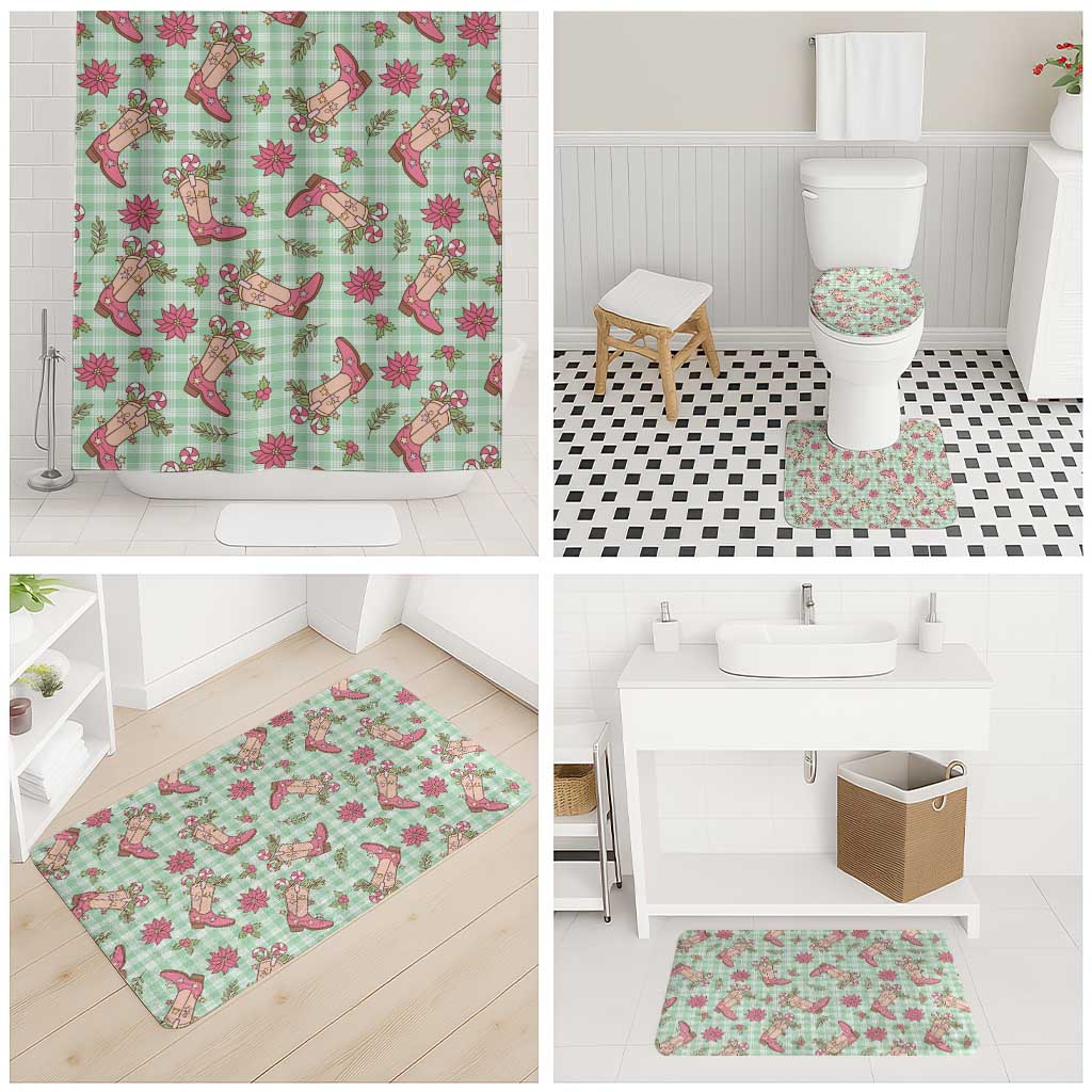 Green Paniolo Palaka Hawaiian Cowgirl Christmas Bathroom Set LT9 - Polynesian Pride