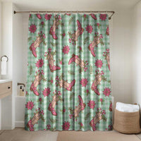 Green Paniolo Palaka Hawaiian Cowgirl Christmas Bathroom Set LT9 Shower Curtain Only Green - Polynesian Pride