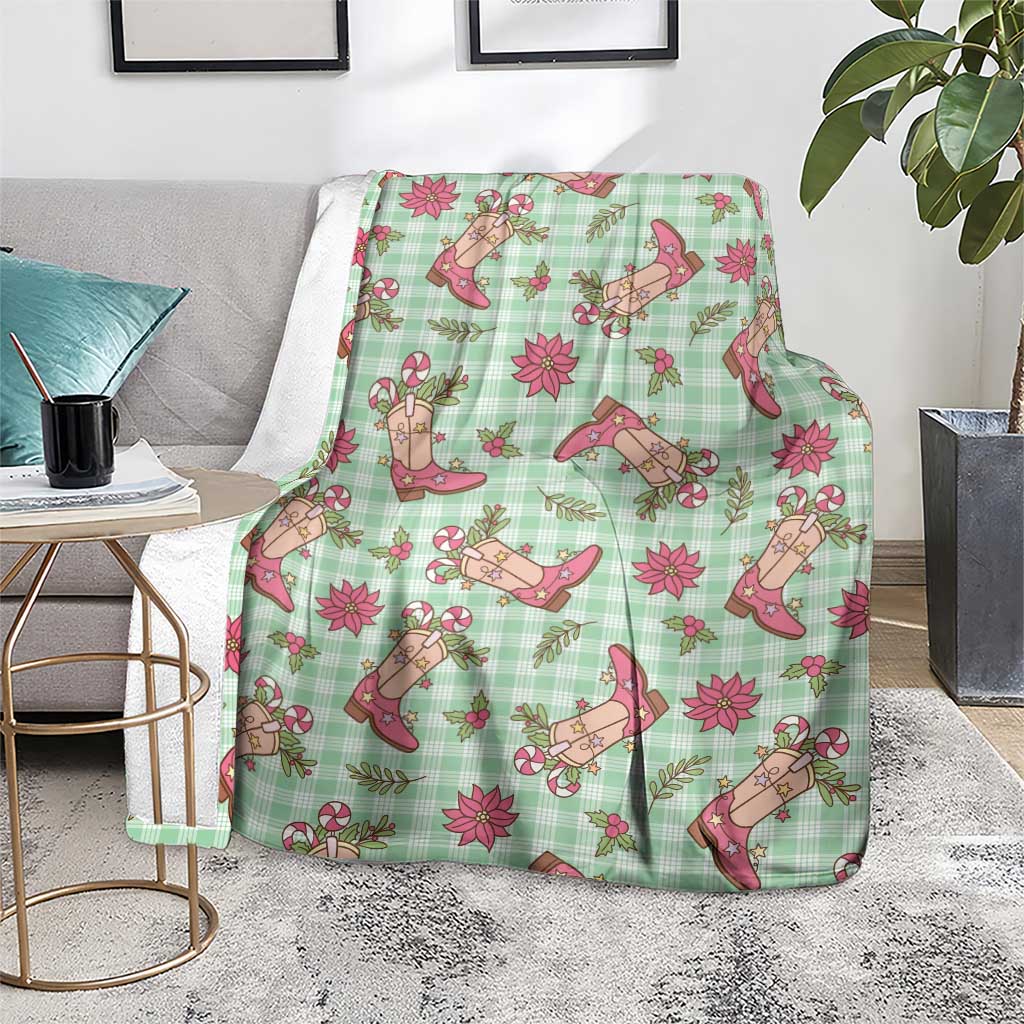 Green Paniolo Palaka Hawaiian Cowgirl Christmas Blanket - Polynesian Pride