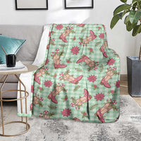 Green Paniolo Palaka Hawaiian Cowgirl Christmas Blanket - Polynesian Pride