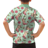 Green Paniolo Palaka Hawaiian Cowgirl Christmas Family Matching Mermaid Dress and Hawaiian Shirt LT9 - Polynesian Pride