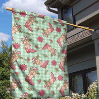 Green Paniolo Palaka Hawaiian Cowgirl Christmas Garden Flag - Polynesian Pride