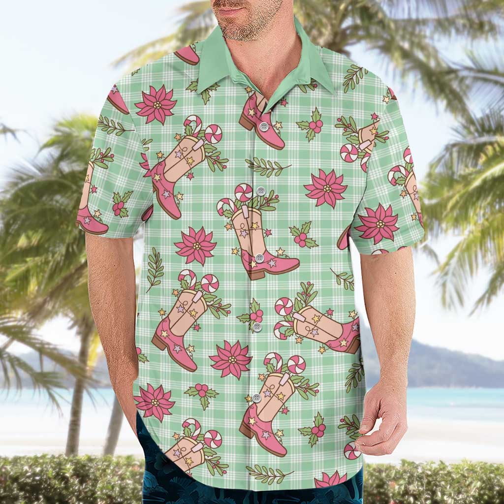 Green Paniolo Palaka Hawaiian Cowgirl Christmas Hawaiian Shirt LT9 - Polynesian Pride