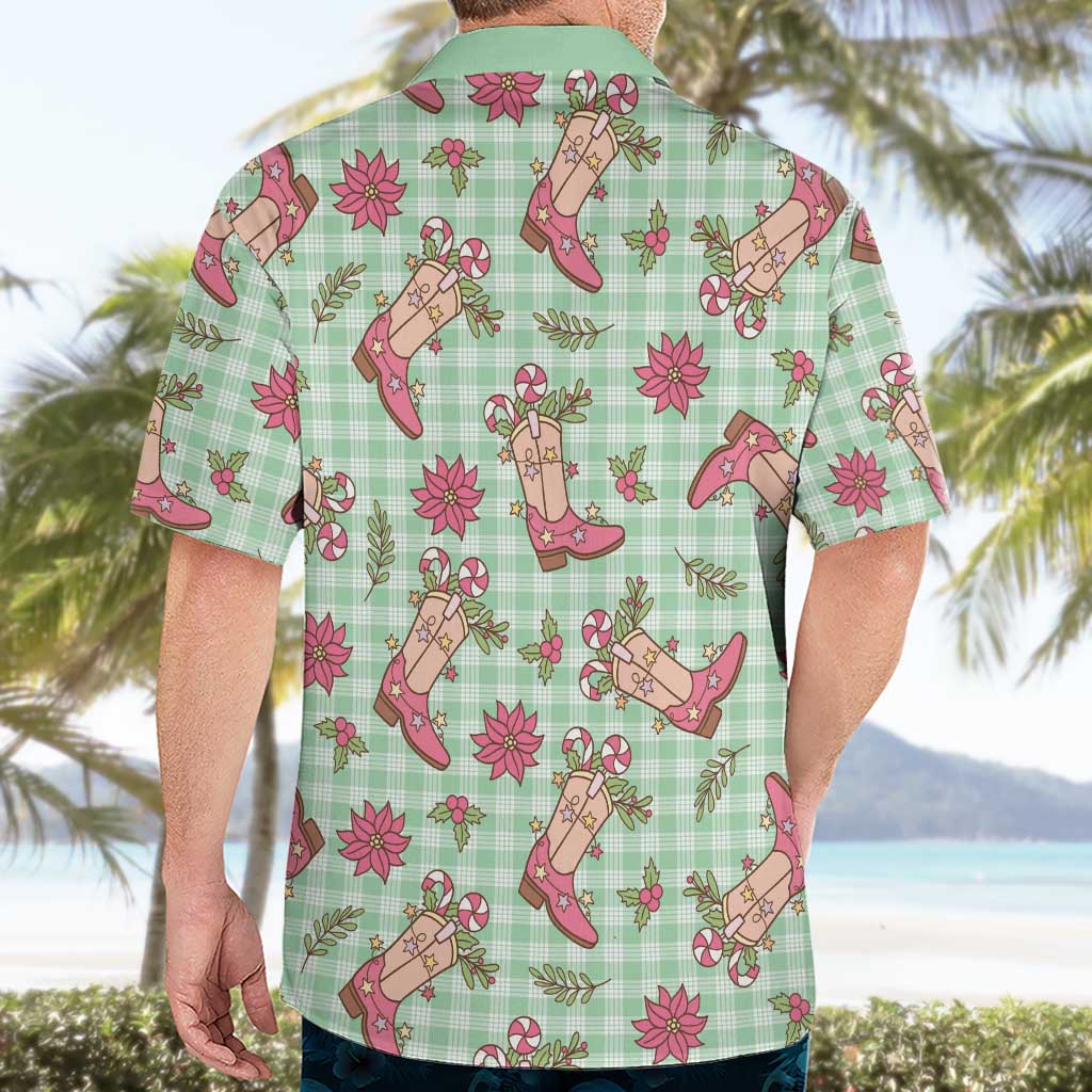 Green Paniolo Palaka Hawaiian Cowgirl Christmas Hawaiian Shirt LT9 - Polynesian Pride