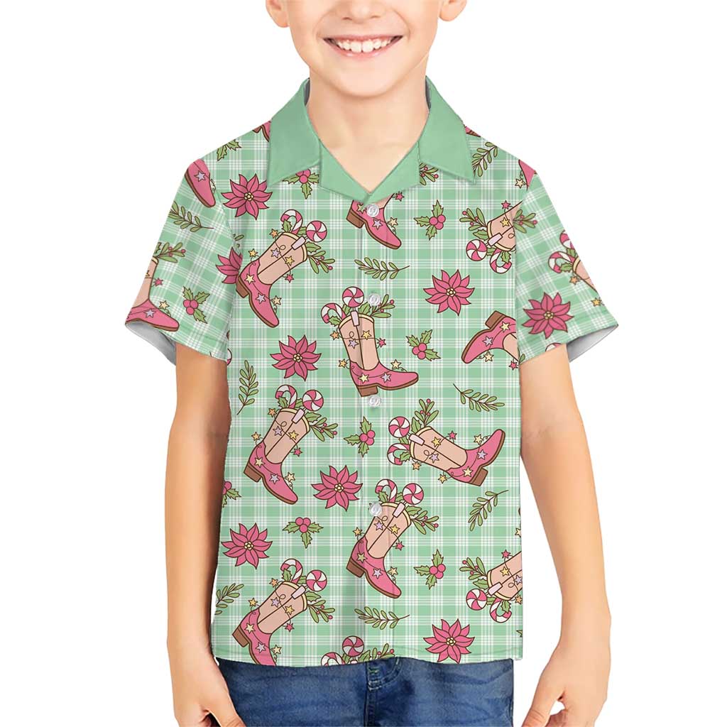 Green Paniolo Palaka Hawaiian Cowgirl Christmas Hawaiian Shirt LT9 - Polynesian Pride