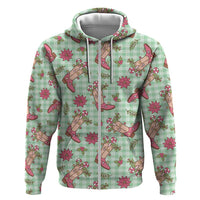 Green Paniolo Palaka Hawaiian Cowgirl Christmas Hoodie LT9 Zip Hoodie Green - Polynesian Pride
