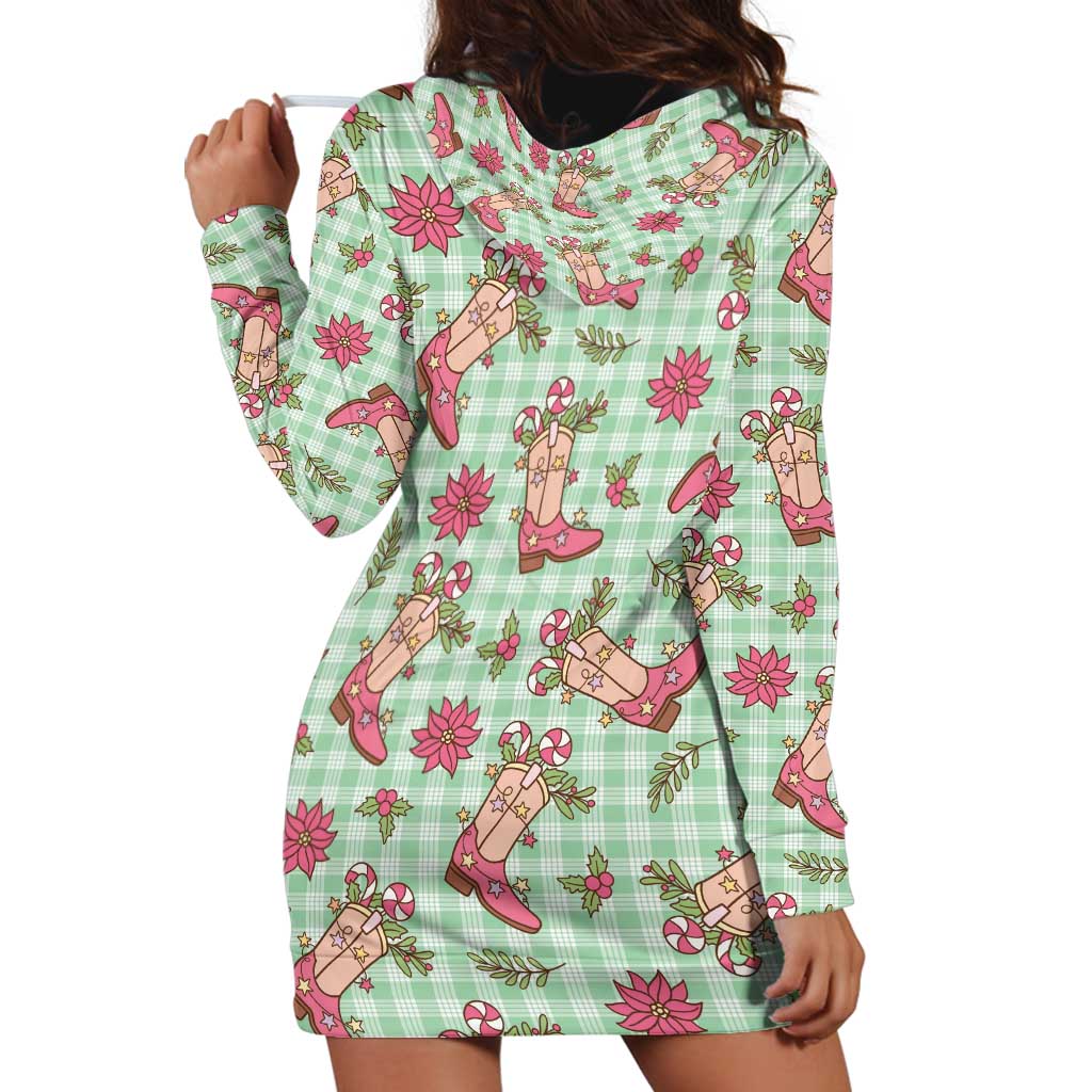 Green Paniolo Palaka Hawaiian Cowgirl Christmas Hoodie Dress LT9 - Polynesian Pride
