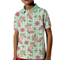 Green Paniolo Palaka Hawaiian Cowgirl Christmas Kid Polo Shirt LT9 Kid Green - Polynesian Pride