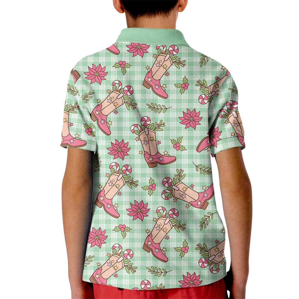 Green Paniolo Palaka Hawaiian Cowgirl Christmas Kid Polo Shirt LT9 - Polynesian Pride