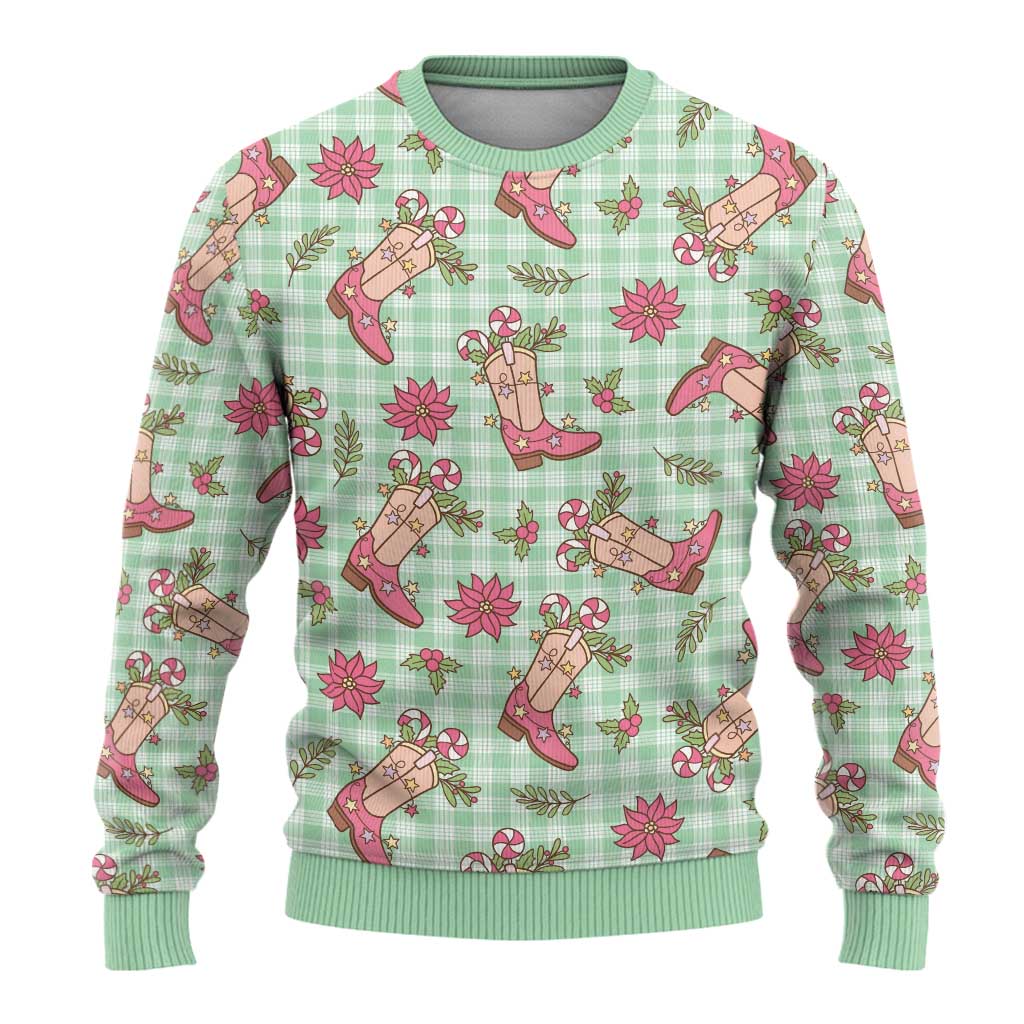 Green Paniolo Palaka Hawaiian Cowgirl Christmas Ugly Christmas Sweater LT9 - Polynesian Pride