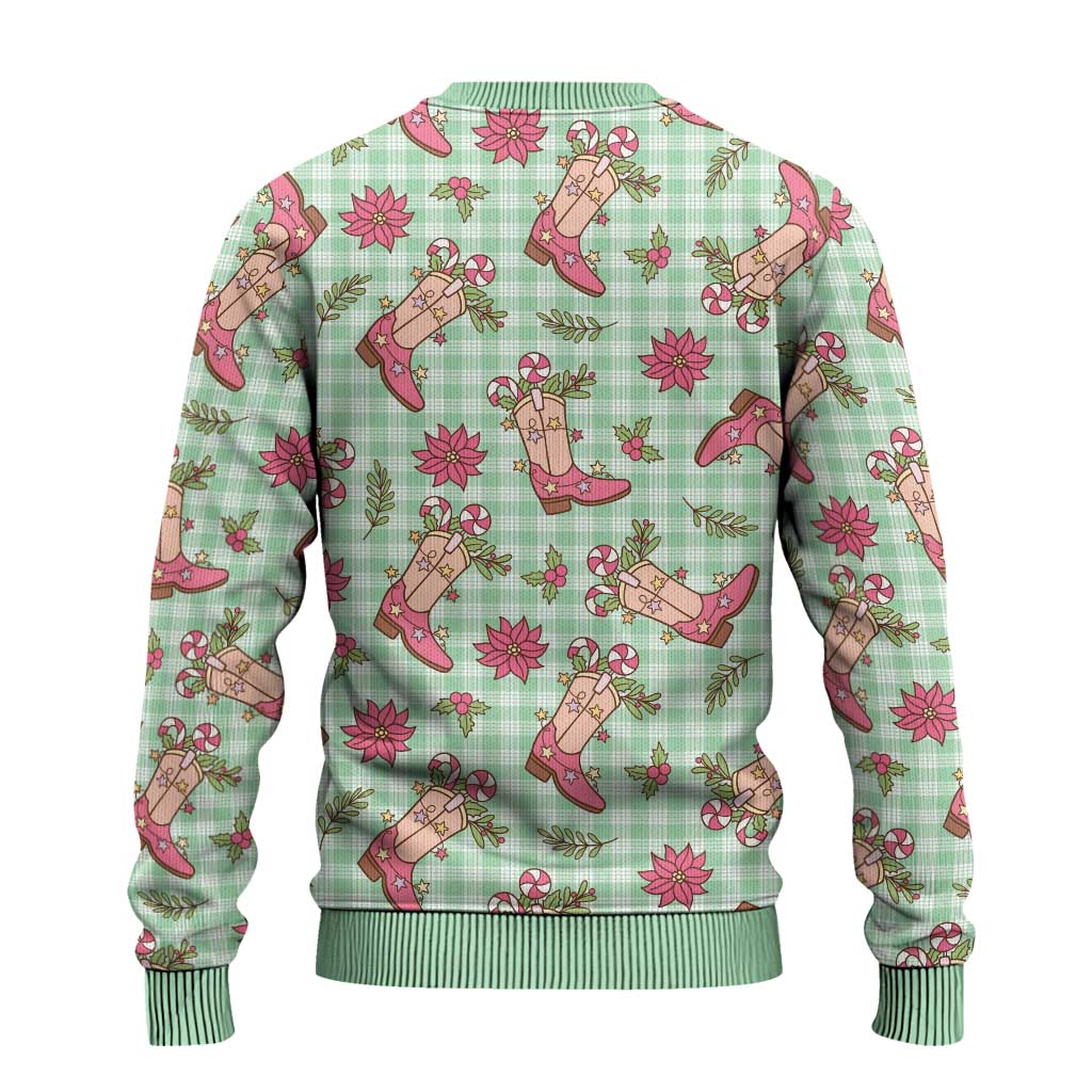 Green Paniolo Palaka Hawaiian Cowgirl Christmas Ugly Christmas Sweater LT9 - Polynesian Pride