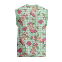 Green Paniolo Palaka Hawaiian Cowgirl Christmas Knitted V-Neck Vest LT9 - Polynesian Pride