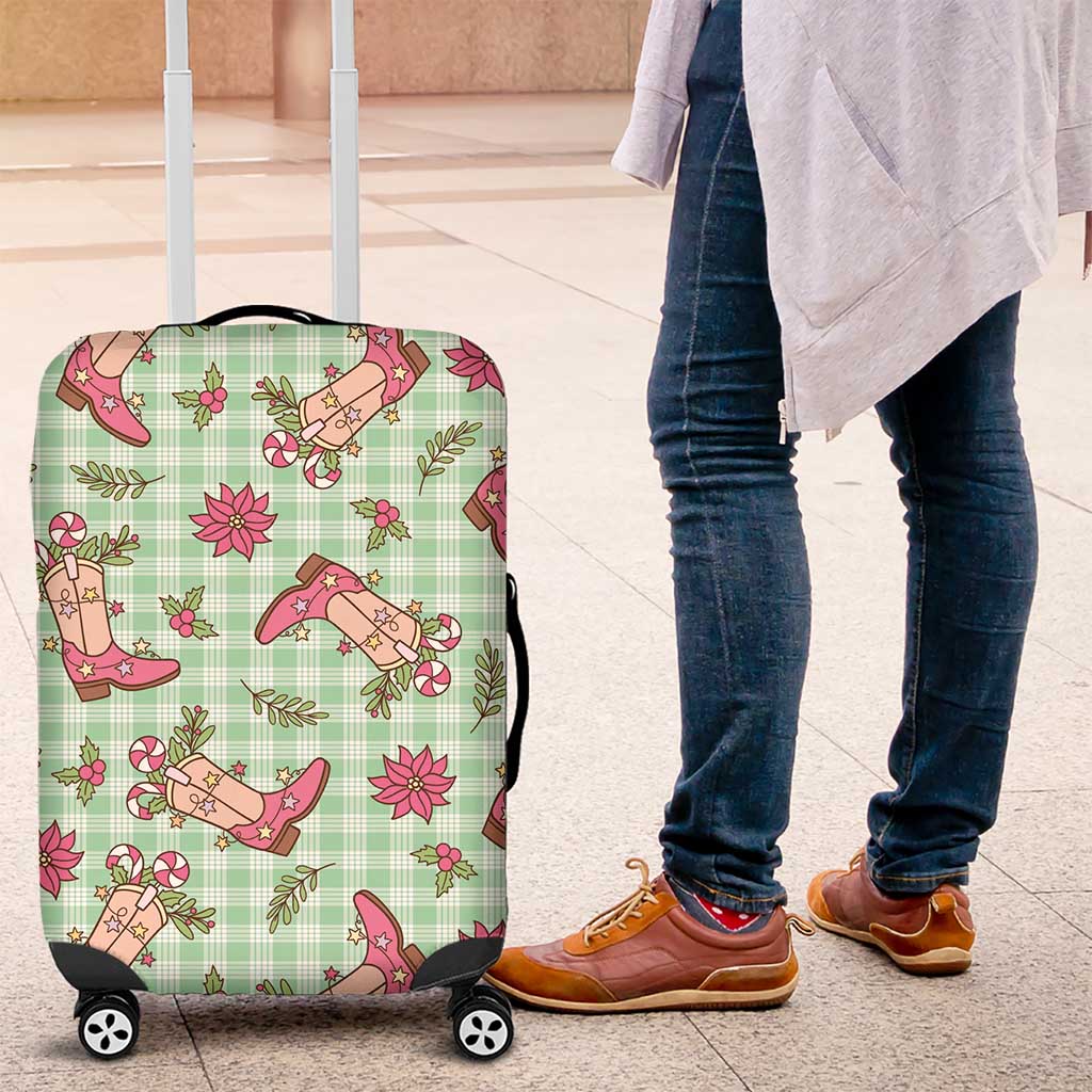 Green Paniolo Palaka Hawaiian Cowgirl Christmas Luggage Cover LT9 Green - Polynesian Pride