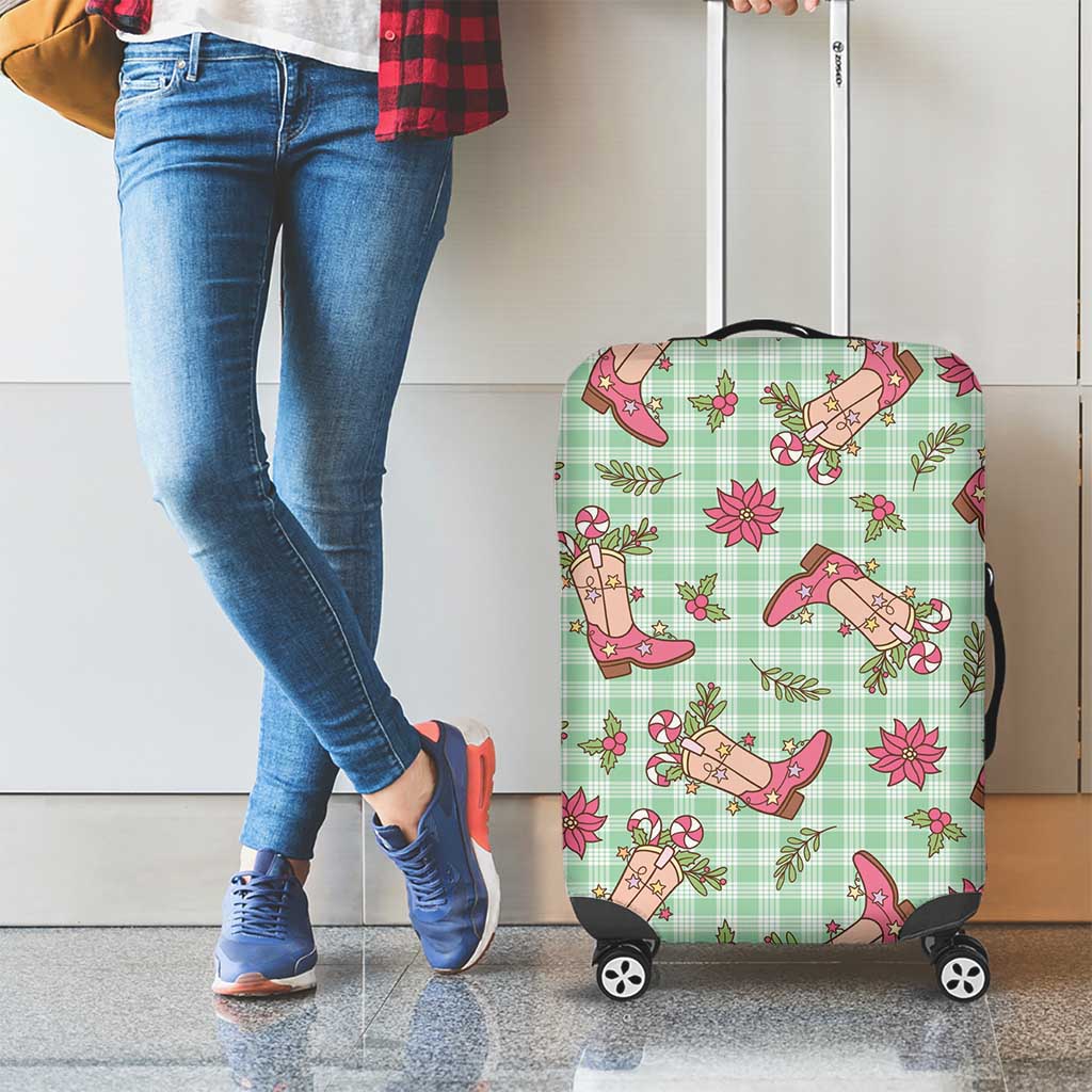 Green Paniolo Palaka Hawaiian Cowgirl Christmas Luggage Cover LT9 - Polynesian Pride