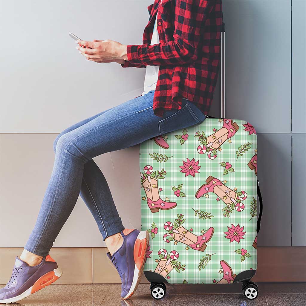Green Paniolo Palaka Hawaiian Cowgirl Christmas Luggage Cover LT9 - Polynesian Pride