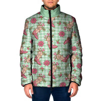 Green Paniolo Palaka Hawaiian Cowgirl Christmas Padded Jacket - Polynesian Pride