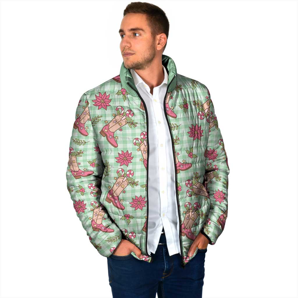 Green Paniolo Palaka Hawaiian Cowgirl Christmas Padded Jacket - Polynesian Pride