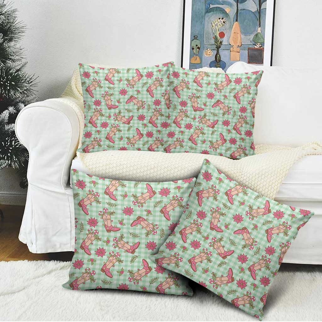 Green Paniolo Palaka Hawaiian Cowgirl Christmas Pillow Cover - Polynesian Pride