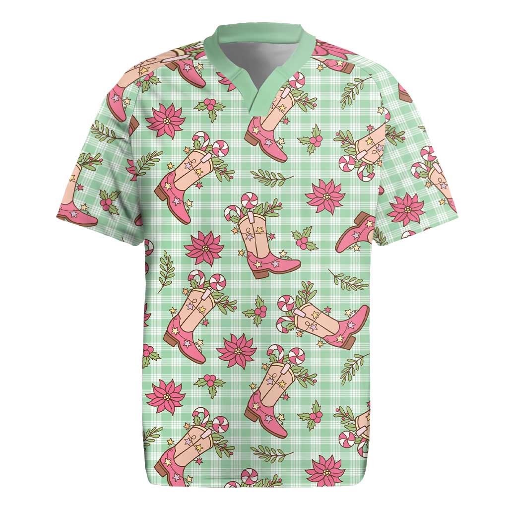 Green Paniolo Palaka Hawaiian Cowgirl Christmas Rugby Jersey - Polynesian Pride