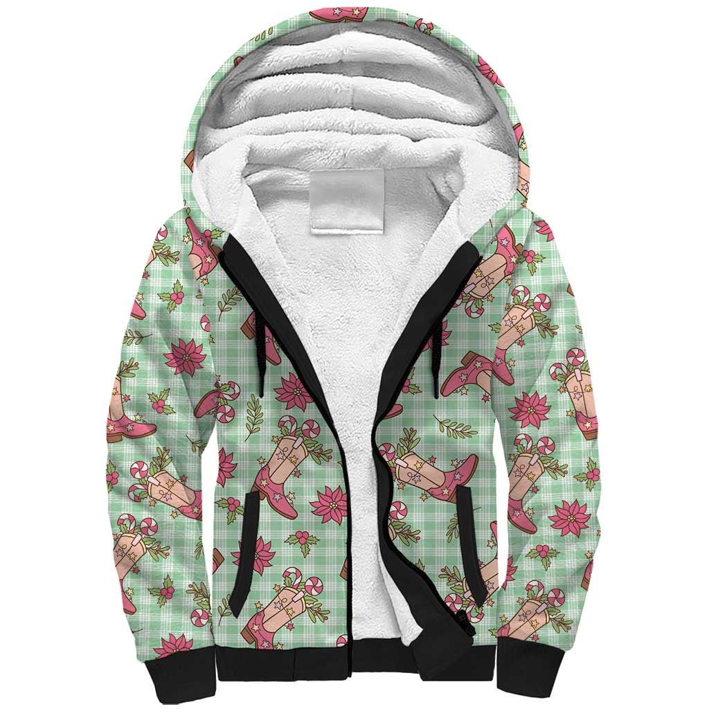 Green Paniolo Palaka Hawaiian Cowgirl Christmas Sherpa Hoodie LT9 Unisex Green - Polynesian Pride