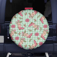 Green Paniolo Palaka Hawaiian Cowgirl Christmas Spare Tire Cover LT9 No hole Green - Polynesian Pride