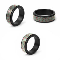 Green Paniolo Palaka Hawaiian Cowgirl Christmas Spinner Ring - Polynesian Pride